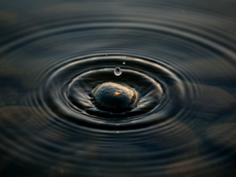 Water drop creating ripples